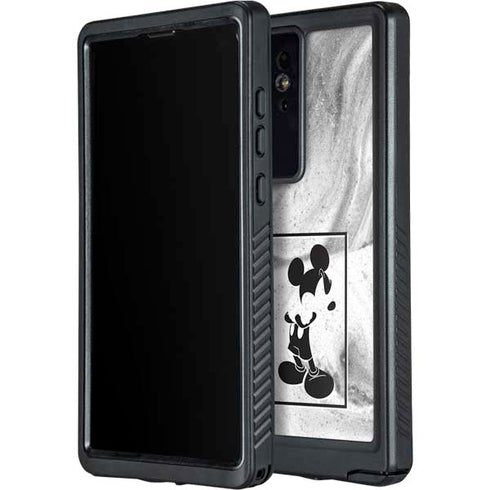 Disney Mickey Mouse Shape on Marble Galaxy S24 Ultra Waterproof Case