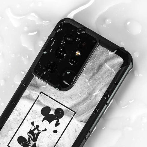 Disney Mickey Mouse Shape on Marble Galaxy S24 Ultra Waterproof Case