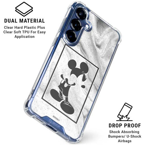 Disney Mickey Mouse Shape on Marble Galaxy S25 Plus Clear Case
