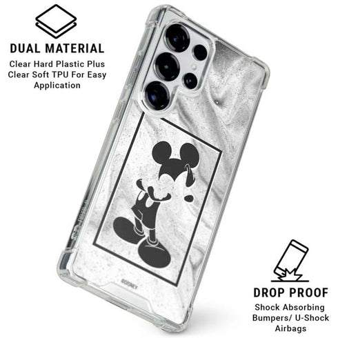 Disney Mickey Mouse Shape on Marble Galaxy S25 Ultra Clear Case