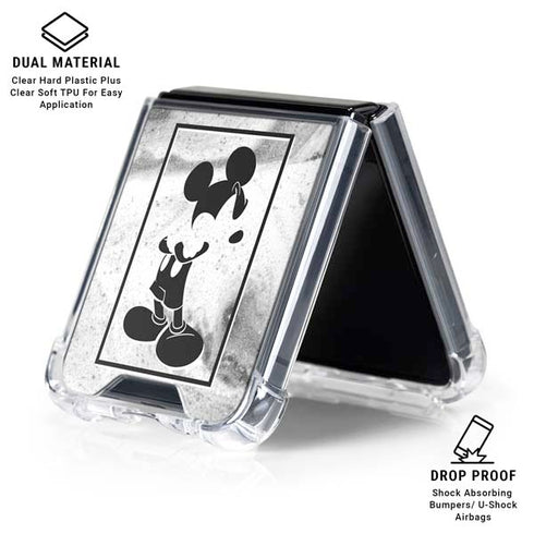 Disney Mickey Mouse Shape on Marble Galaxy Z Flip6 Clear Case