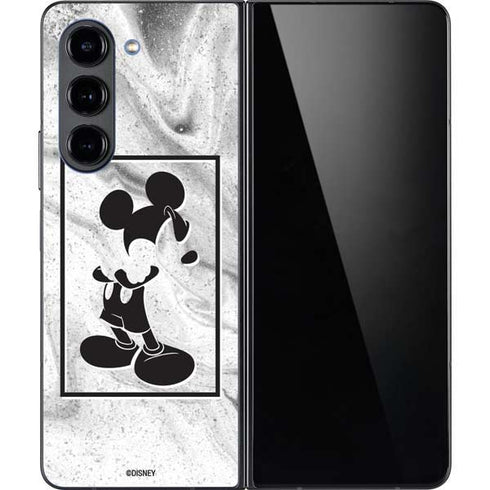 Disney Mickey Mouse Shape on Marble Galaxy Z Fold5 5G Skin