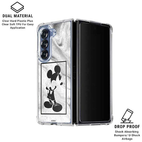 Disney Mickey Mouse Shape on Marble Galaxy Z Fold6 Clear Case