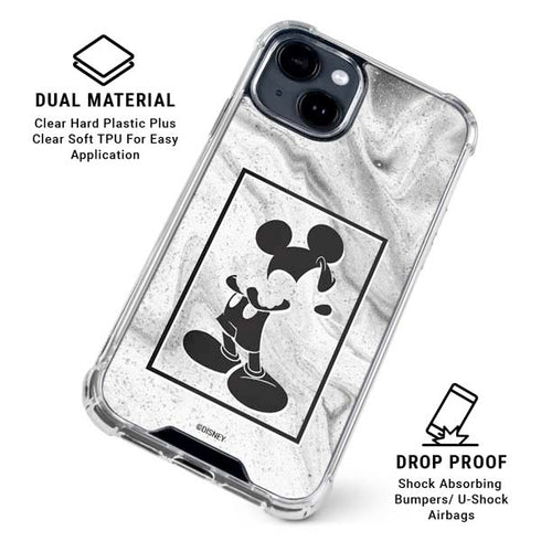 Disney Mickey Mouse Shape on Marble iPhone 15 Clear Case