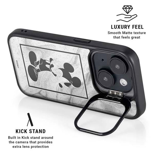 Disney Mickey Mouse Shape on Marble iPhone 15 Kickstand Case