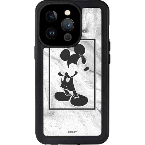 Disney Mickey Mouse Shape on Marble iPhone 15 Pro Waterproof Case