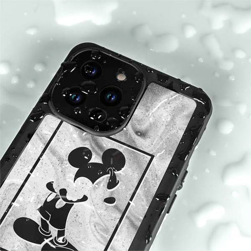 Disney Mickey Mouse Shape on Marble iPhone 15 Pro Waterproof Case