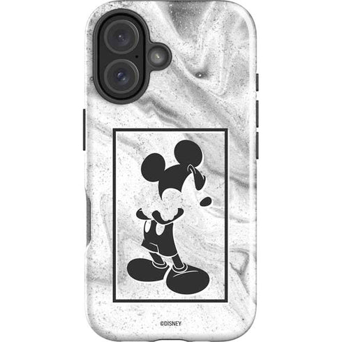 Disney Mickey Mouse Shape on Marble iPhone 16 Plus Impact Case