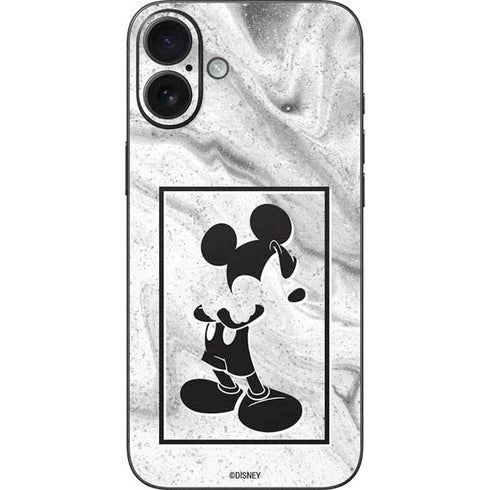 Disney Mickey Mouse Shape on Marble iPhone 16 Plus Skin
