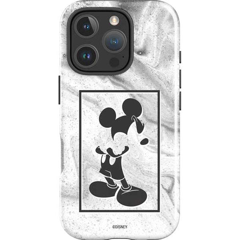 Disney Mickey Mouse Shape on Marble iPhone 16 Pro Impact Case