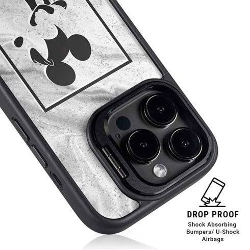 Disney Mickey Mouse Shape on Marble iPhone 16 Pro Kickstand Case