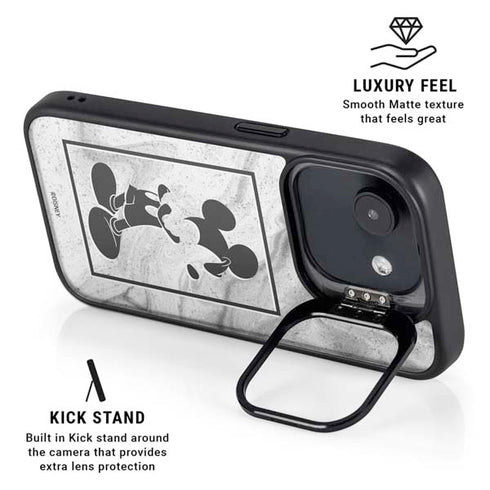Disney Mickey Mouse Shape on Marble iPhone 16e Kickstand Case