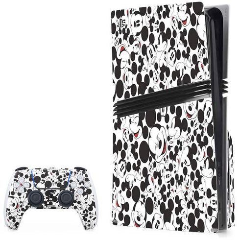Disney Mickey Mouse Face Pattern PS5 Pro Disk Bundle Skin