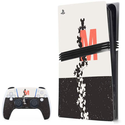 Disney Mickey Mouse Stacked Silhouette Split PlayStation PS5 Skins