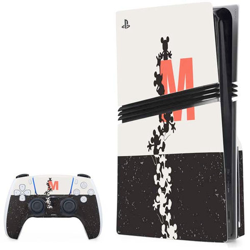 Disney Mickey Mouse Stacked Silhouette Split PS5 Pro Disk Bundle Skin