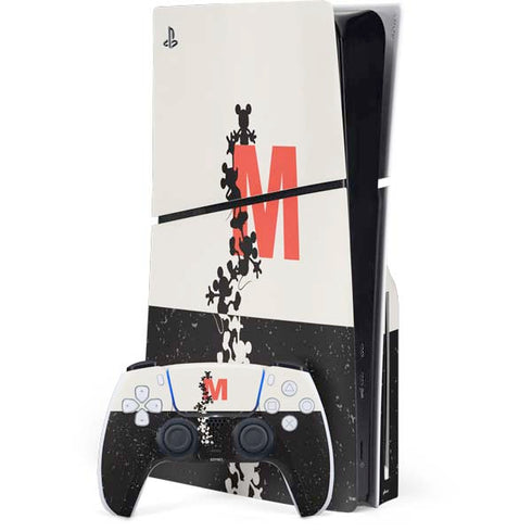 Disney Mickey Mouse Stacked Silhouette Split PlayStation PS5 Skins