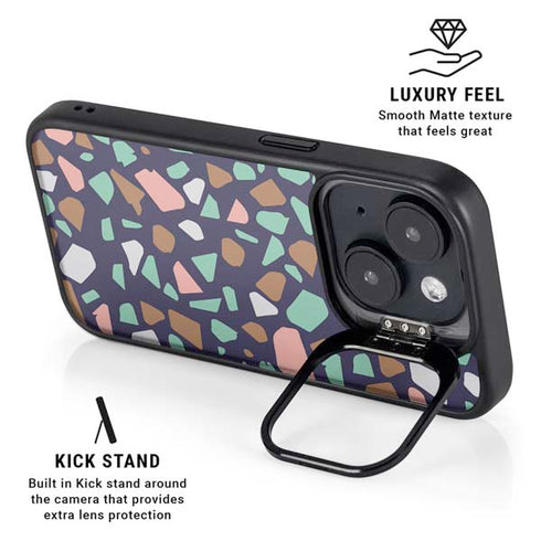 Midnight Terrazzo iPhone 14 Kickstand Case