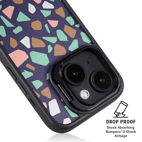 Midnight Terrazzo iPhone 15 Kickstand Case