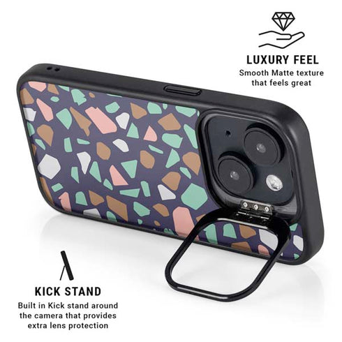 Midnight Terrazzo iPhone 15 Plus Kickstand Case