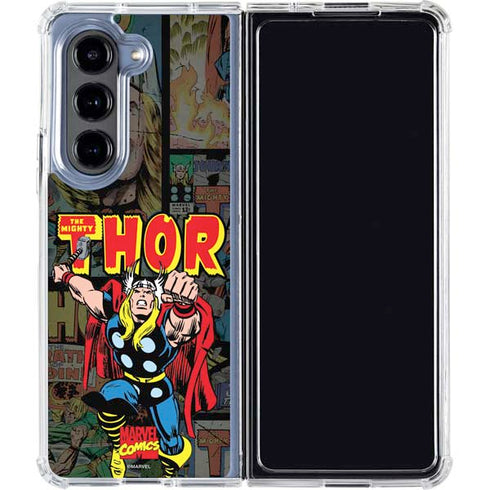Marvel Classic Comics The Mighty Thor Vintage Galaxy Z Fold5 5G Clear Case