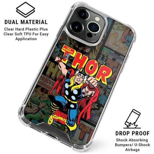 Marvel Classic Comics The Mighty Thor Vintage iPhone 15 Pro Max Clear Case