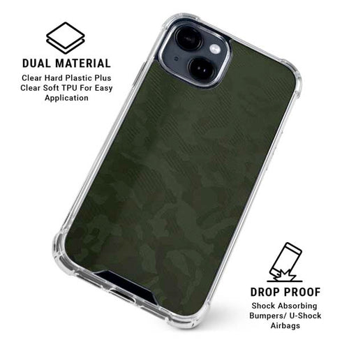 Military Green Shadow Camo iPhone 15 Clear Case