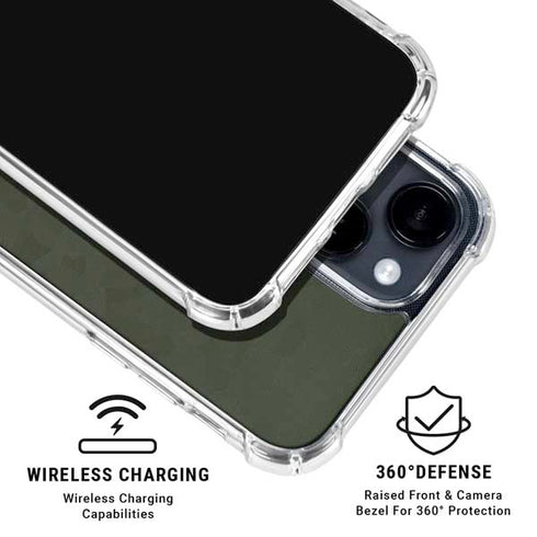 Military Green Shadow Camo iPhone 15 Clear Case