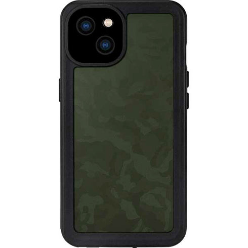 Military Green Shadow Camo iPhone 15 Plus Waterproof Case