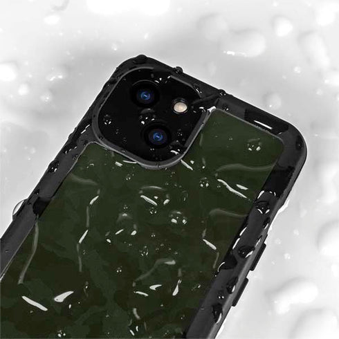 Military Green Shadow Camo iPhone 15 Plus Waterproof Case