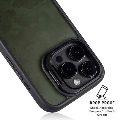 Military Green Shadow Camo iPhone 15 Pro Kickstand Case