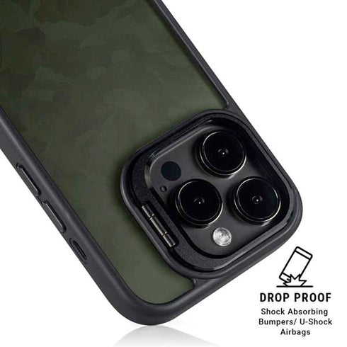 Military Green Shadow Camo iPhone 15 Pro Max Kickstand Case