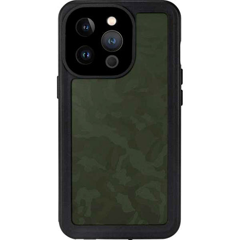 Military Green Shadow Camo iPhone 15 Pro Waterproof Case