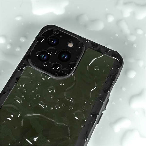 Military Green Shadow Camo iPhone 15 Pro Waterproof Case