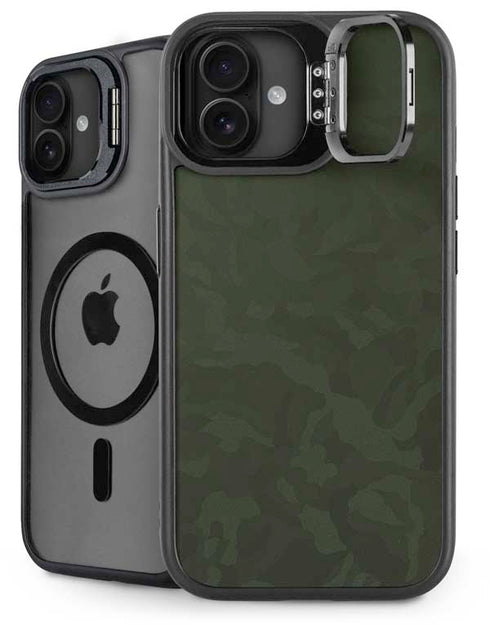 Military Green Shadow Camo iPhone 16 Kickstand Case