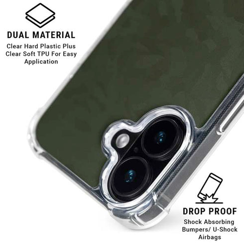 Military Green Shadow Camo iPhone 16 Plus Clear Case