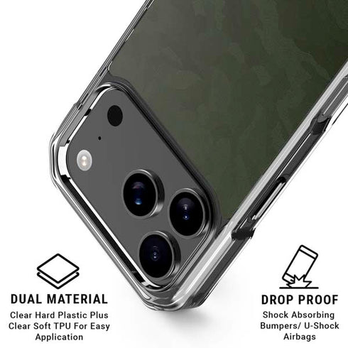 Military Green Shadow Camo iPhone 17 Pro Clear Case
