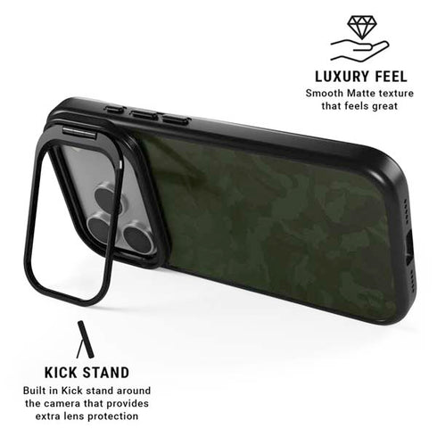 Military Green Shadow Camo iPhone 17 Pro Kickstand Case