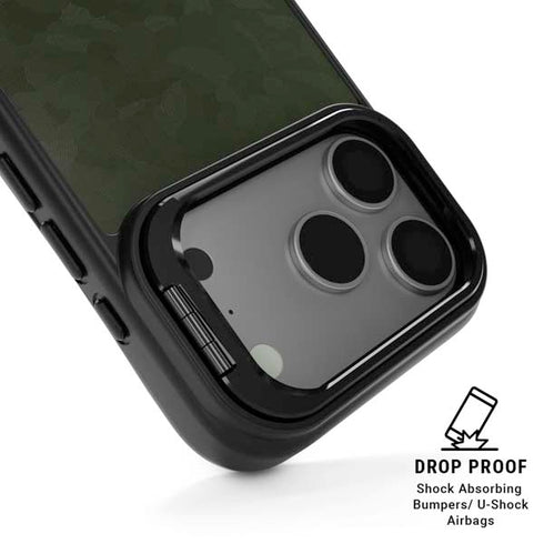 Military Green Shadow Camo iPhone 17 Pro Kickstand Case