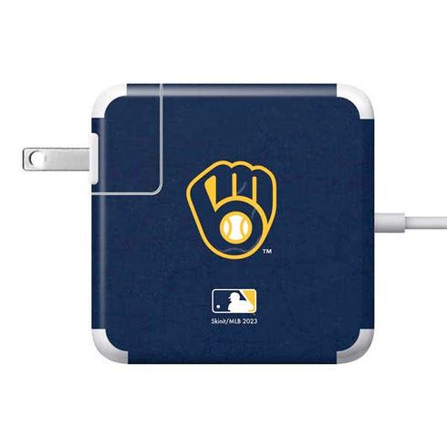 MLB Milwaukee Brewers - Solid Distressed 85W Power Adapter (15 and 17 inch MacBook Pro Charger) Skin