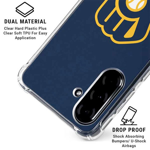 MLB Milwaukee Brewers - Solid Distressed Galaxy A36 5G Clear Case
