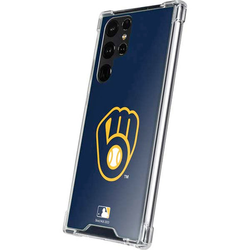 MLB Milwaukee Brewers - Solid Distressed Galaxy S23 Ultra Clear Case