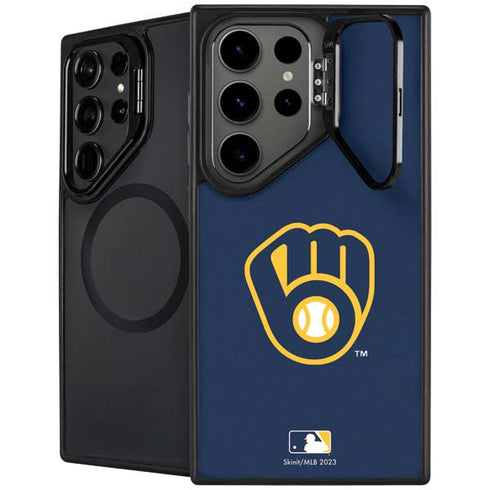 MLB Milwaukee Brewers - Solid Distressed Galaxy S24 Ultra Kickstand Case