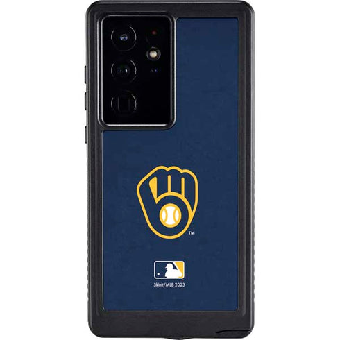 MLB Milwaukee Brewers - Solid Distressed Galaxy S24 Ultra Waterproof Case
