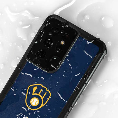 MLB Milwaukee Brewers - Solid Distressed Galaxy S24 Ultra Waterproof Case