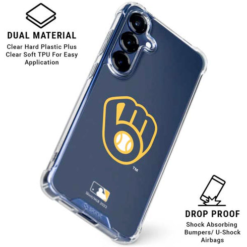 MLB Milwaukee Brewers - Solid Distressed Galaxy S25 Clear Case