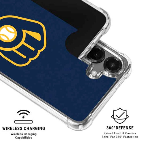 MLB Milwaukee Brewers - Solid Distressed Galaxy S26 Clear Case