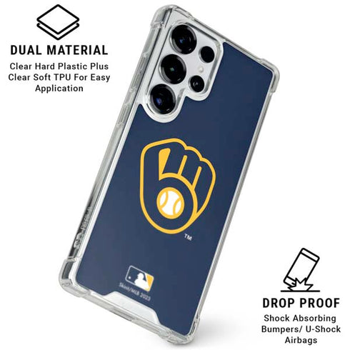 MLB Milwaukee Brewers - Solid Distressed Galaxy S26 Ultra Clear Case