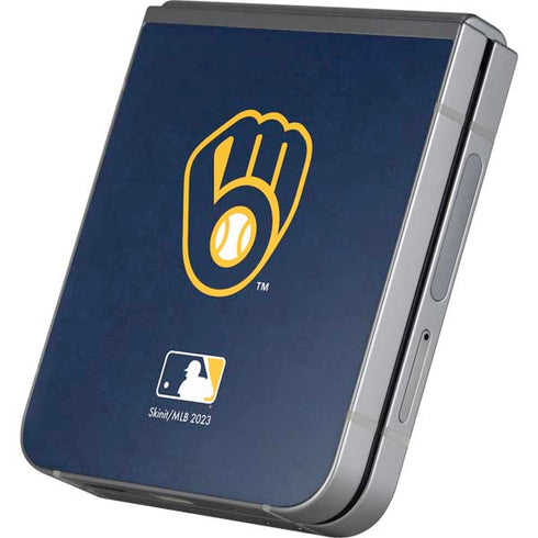 MLB Milwaukee Brewers - Solid Distressed Galaxy Z Flip6 Skin