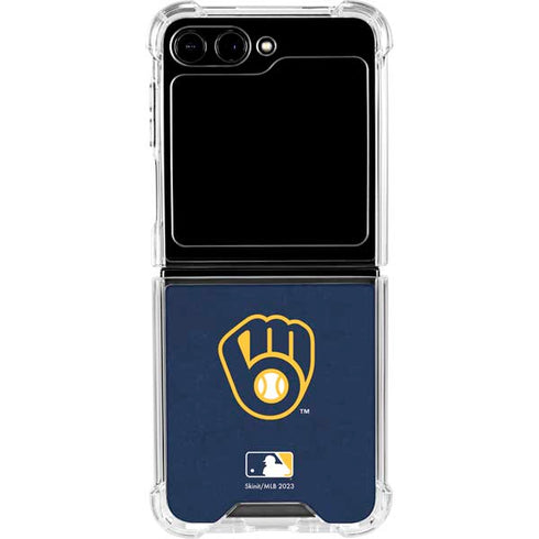 MLB Milwaukee Brewers - Solid Distressed Galaxy Z Flip6 Clear Case