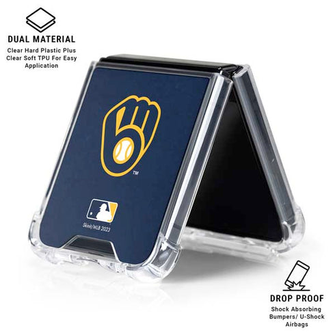 MLB Milwaukee Brewers - Solid Distressed Galaxy Z Flip6 Clear Case